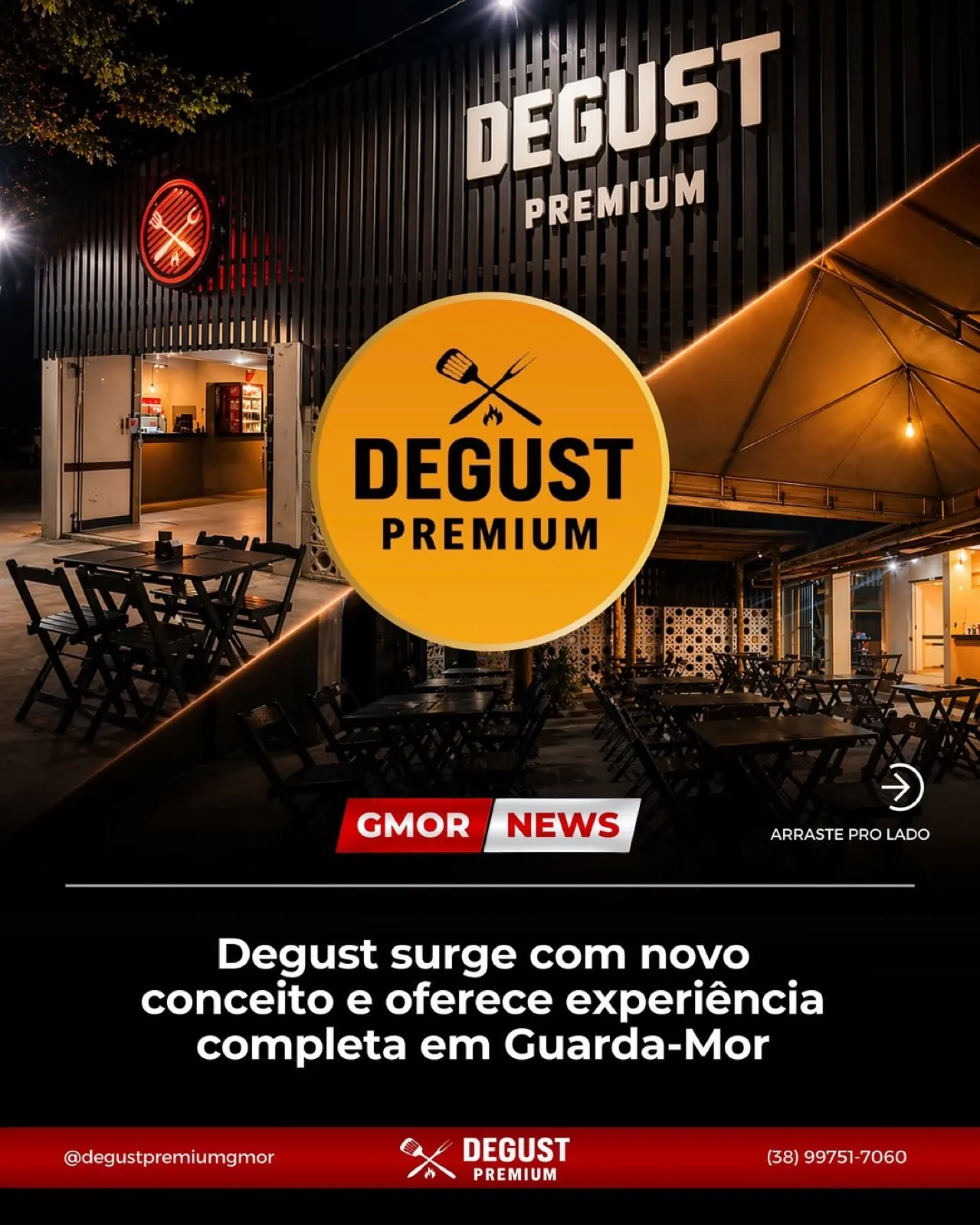 Pratos e ambiente do Degust Premium em Guarda-Mor